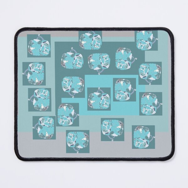 Item preview, Lil bitty blue trees in fabric collage designed and sold by djrunnels.
