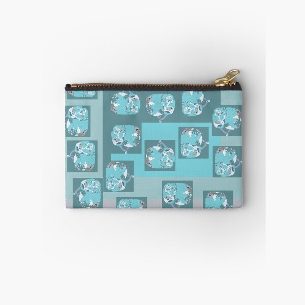 Item preview, Lil bitty blue trees in fabric collage designed and sold by djrunnels.