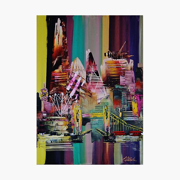 London City Skyline Abstract Painting 0711 Photographic Print