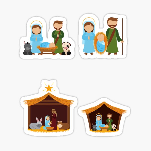Nativity Christmas family window stickers including sheep donkey and star SALE 