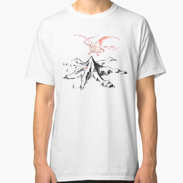 Red Dragon Above A Single Solitary Peak - Fan Art Classic T-Shirt