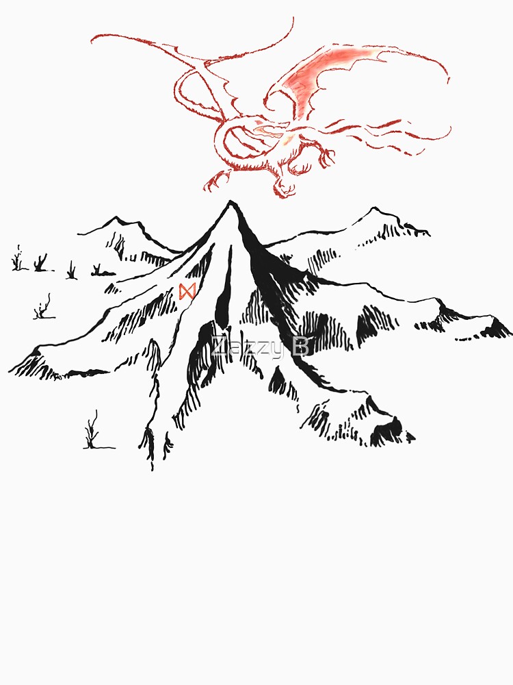Red Dragon Above A Single Solitary Peak - Fan Art by boberttrelfa