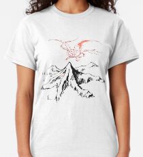 Roter Drache über einer einzelnen einsamen Spitze - Fan Art Classic T-Shirt