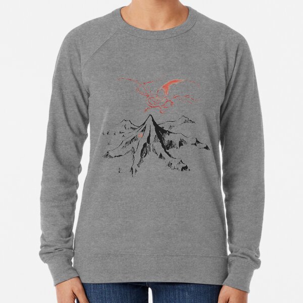 Red Dragon Above A Single Solitary Peak - Fan Art Lightweight Sweatshirt