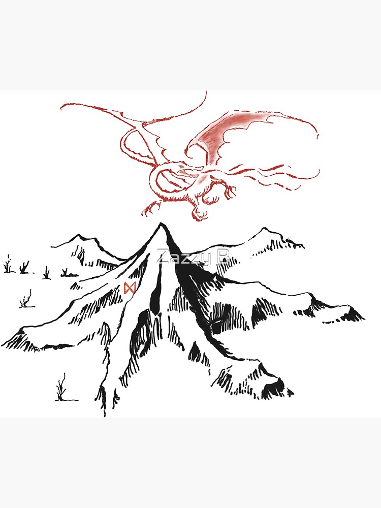 Thumbnail 3 of 3, Magnet, Red Dragon Above A Single Solitary Peak - Fan Art designed and sold by Zazzy B.