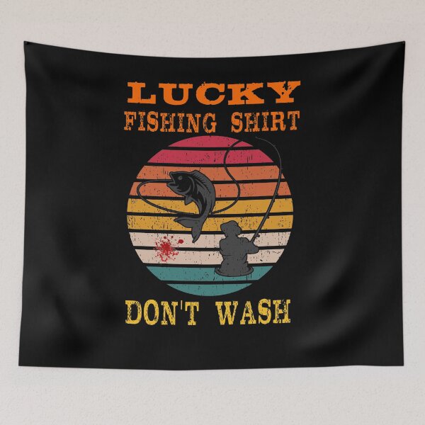 Item preview, Lucky Fishing Shirt Do Not Wash - Retro Sunset - Blood Splatter designed and sold by KeysTreasures.