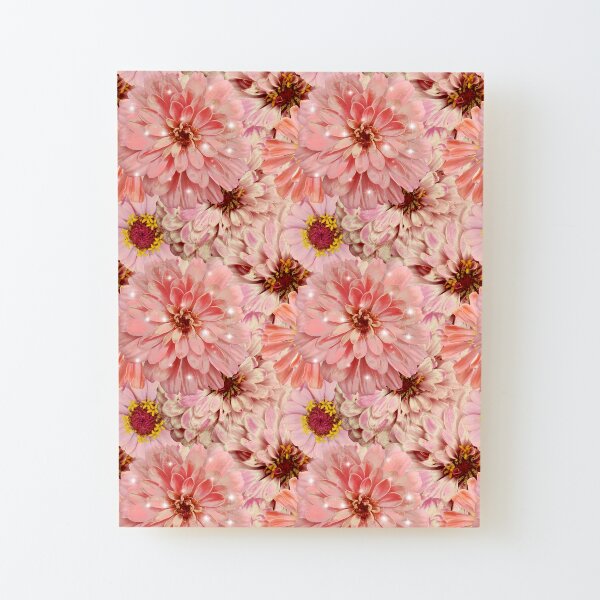 Zinnia Garden No. 12, Antique Pink and Cream Sparkle Flower Mix Wood Mounted Print