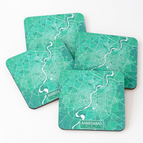 Item preview, Ahmedabad City Map of Gujarat, India - Watercolor designed and sold by deMAP.