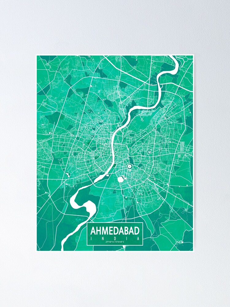 "Ahmedabad City Map of Gujarat, India - Watercolor" Poster for Sale by
