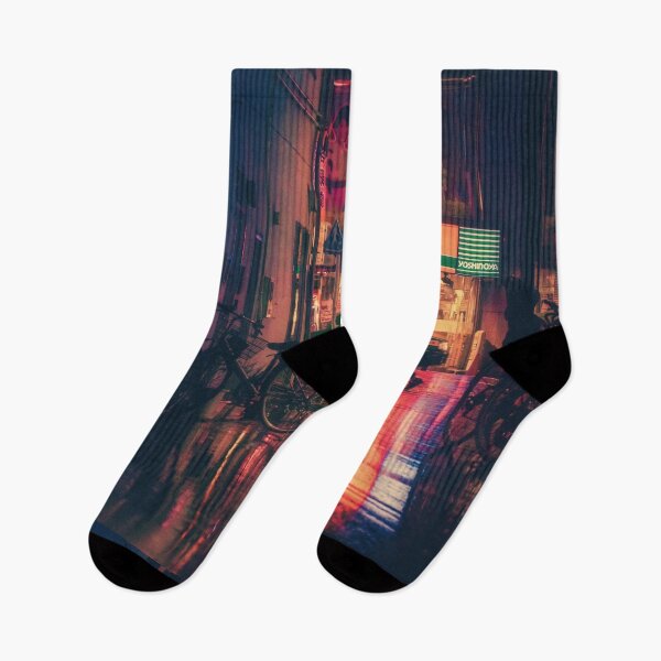 Item preview, Neon City Style Side View Of An Alley In Tokyo Japan At Night designed and sold by Red-ElYoubi.