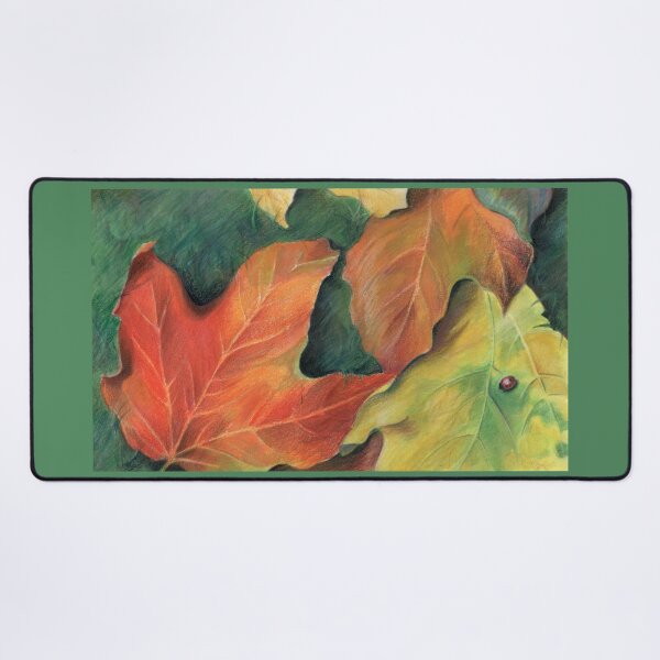 Item preview, Maple leaves in fall colors of orange and yellow with a red ladybug - Art Reproduction (Print) - "Autumn Leaves"  designed and sold by Carye VanDerPol Mahoney.