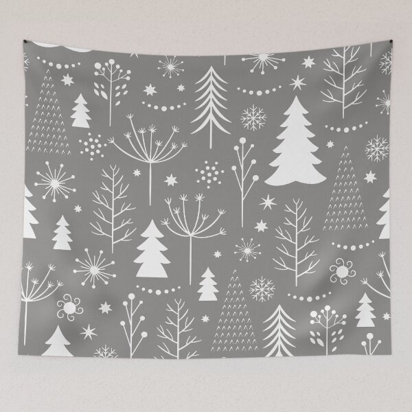 Item preview, Seamless Christmas Pattern Xmas Trees Stars Snowflakes White designed and sold by WearWolfDesigns.