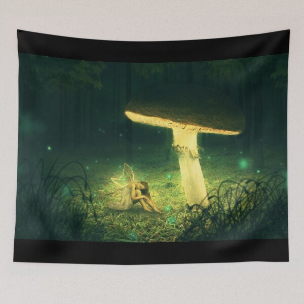 Item preview, Fairy in the light of a mushroom in the fantasy forest designed and sold by brendanre.