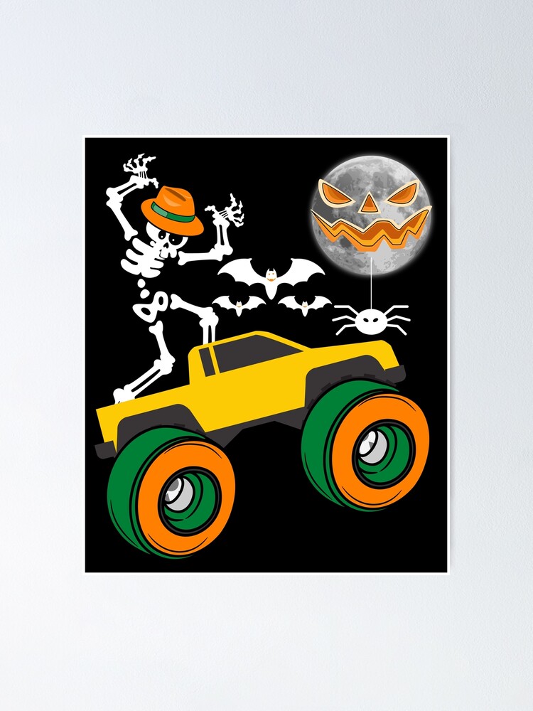 Custom Kids Skeleton Monster Truck Trick Treat Halloween Monster