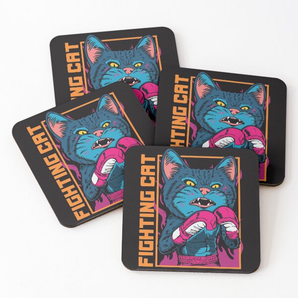 Item preview, Cat boxer cartoon with vintage retro street boxing designed and sold by HichamMissiame.