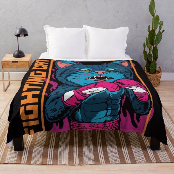 Item preview, Cat boxer cartoon with vintage retro street boxing designed and sold by HichamMissiame.