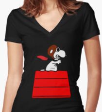 snoopy Women's Fitted V-Neck T-Shirt