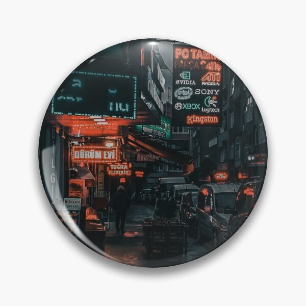 Item preview, Neon City Style Side View Of A Street With Cars And Buildings At Night designed and sold by Red-ElYoubi.