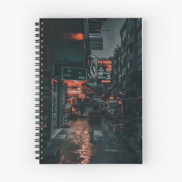 Item preview, Neon City Style Side View Of A Street With Cars And Buildings At Night designed and sold by Red-ElYoubi.