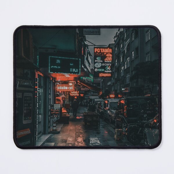 Item preview, Neon City Style Side View Of A Street With Cars And Buildings At Night designed and sold by Red-ElYoubi.