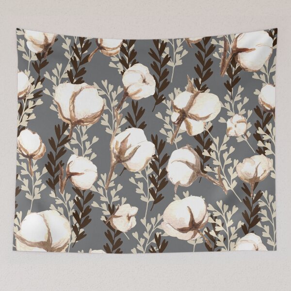 Item preview, Cotton Plant Pattern Grey designed and sold by Jared Davies.