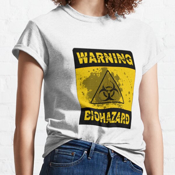 Logotipo de advertencia para mujer Camiseta BIOHAZARD símbolo Novedad Diseño signo de peligro