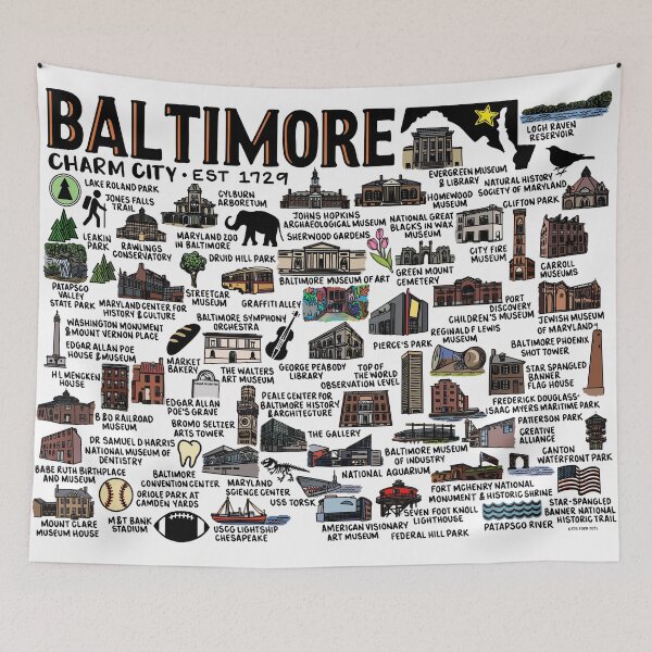 Item preview, Baltimore Map  designed and sold by fiberandgloss.