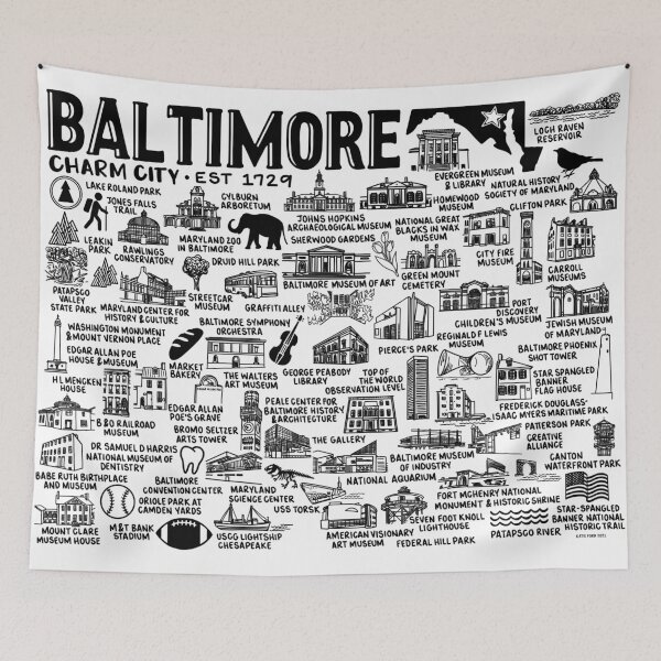Item preview, Baltimore Map  designed and sold by fiberandgloss.