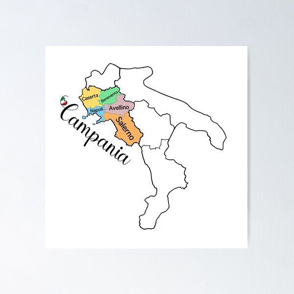Item preview, Campania Region Map - Provinces of Campania designed and sold by molamode.