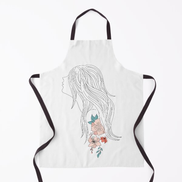 Item preview, Line Art Adorable Girl with Flowers Tattoo and Long Hair designed and sold by Obsesie.
