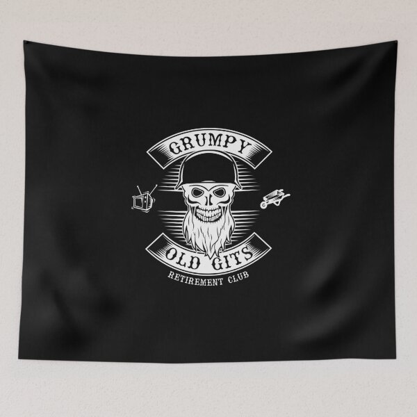 Item preview, Grumpy Old Gits Retirement - Motorcycle Club Style Skull Wheelbarrow and TV designed and sold by SeanMcArthur.