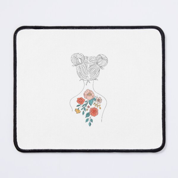 Item preview, Line Art Adorable Girl with Flowers Tattoo on back and Twin Tails  designed and sold by Obsesie.