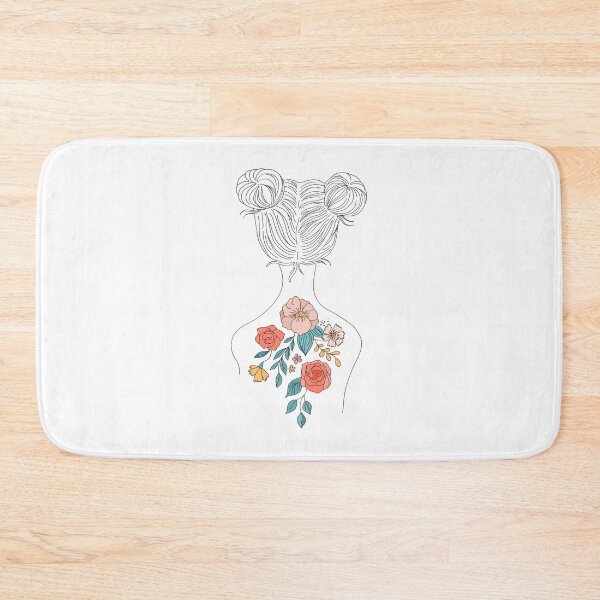 Item preview, Line Art Adorable Girl with Flowers Tattoo on back and Twin Tails  designed and sold by Obsesie.