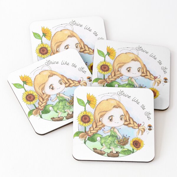 Item preview, Kawaii Chibi Anime Girl with Sunflower and Braids - Shine like the sun designed and sold by Sophiberry X.