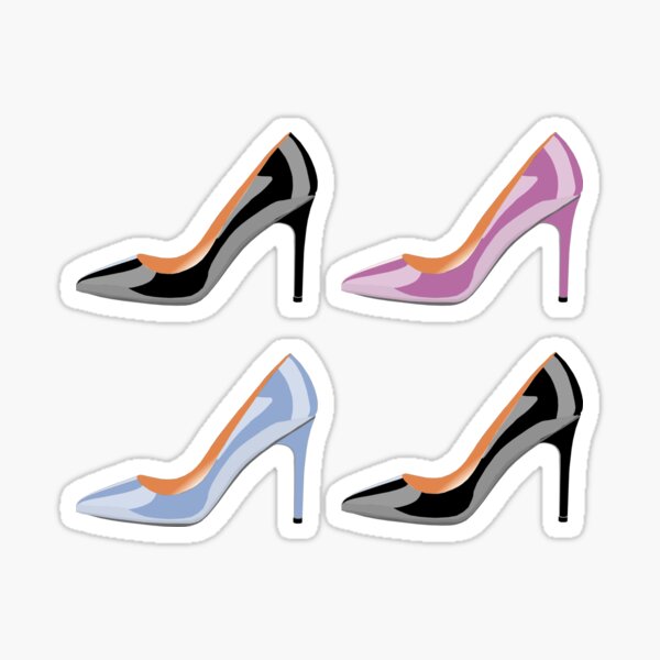 High heel shoes in black,serenity blue and bodacious pink Sticker