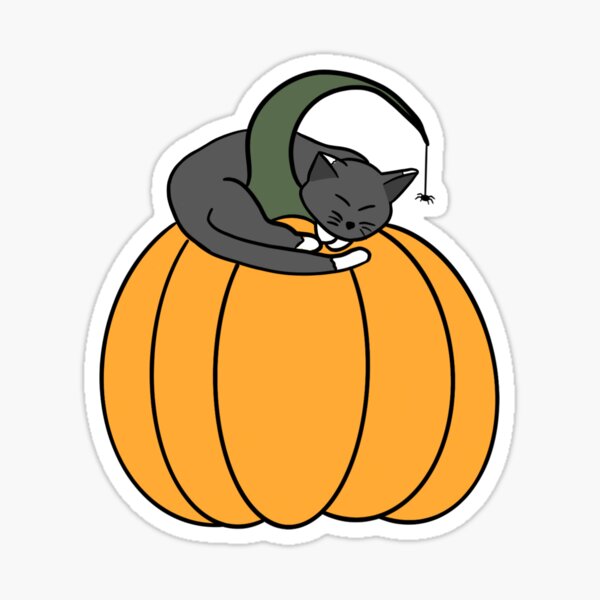Sleepy Pumpkin Cat Sticker