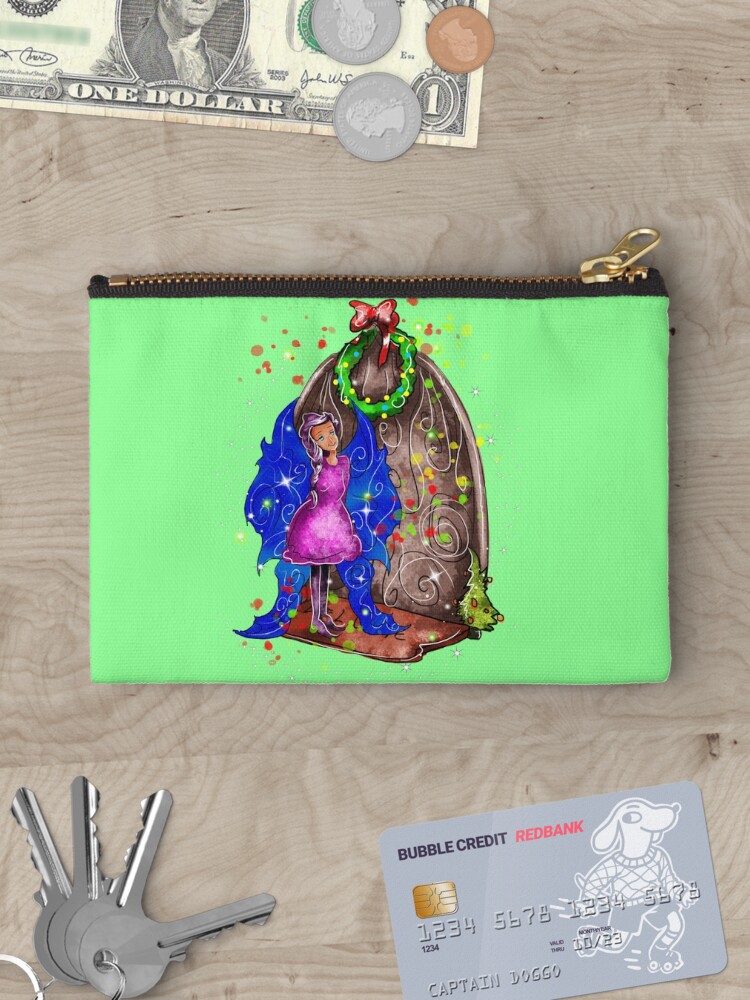 Thumbnail 3 of 4, Zipper Pouch, Hollydays Shimmer The Seasonal Door Fairy™ designed and sold by TeelieTurner.