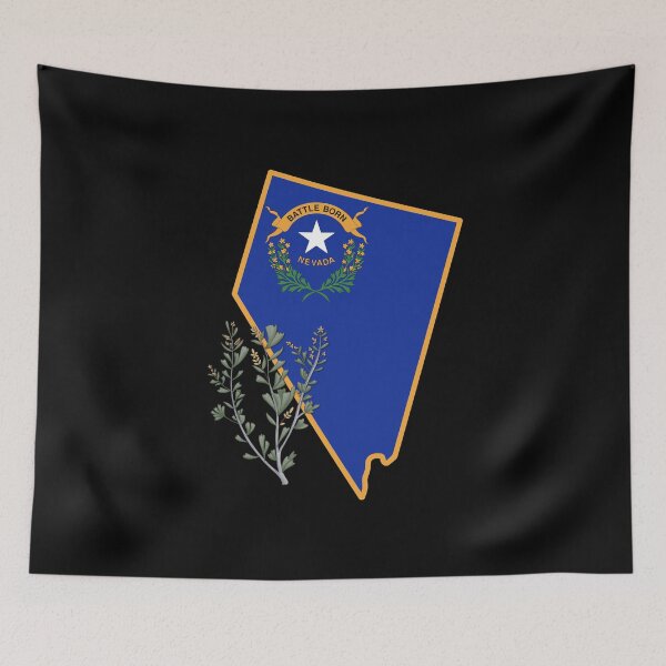 Item preview, State of Nevada Flag with State Flower Big Sagebrush (Dark) designed and sold by Gsallicat.