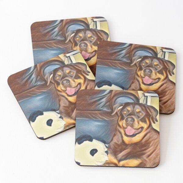 Item preview, HAPPY GENTLE DOG PLAYING WITH TEDDY BEAR designed and sold by MrCreativeArts.
