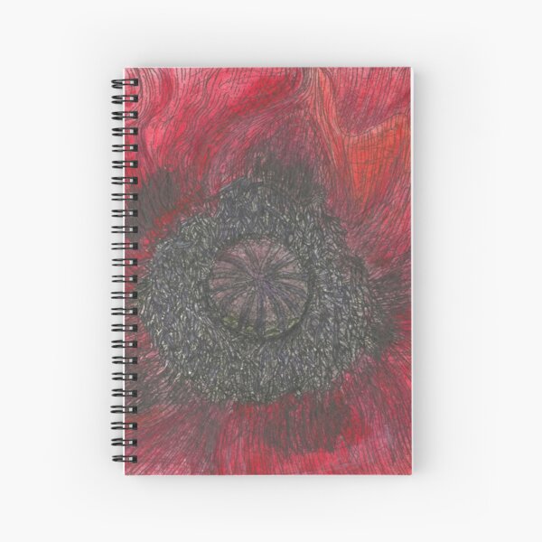 Heart of the Poppy illustration, ink and watercolor Spiral Notebook