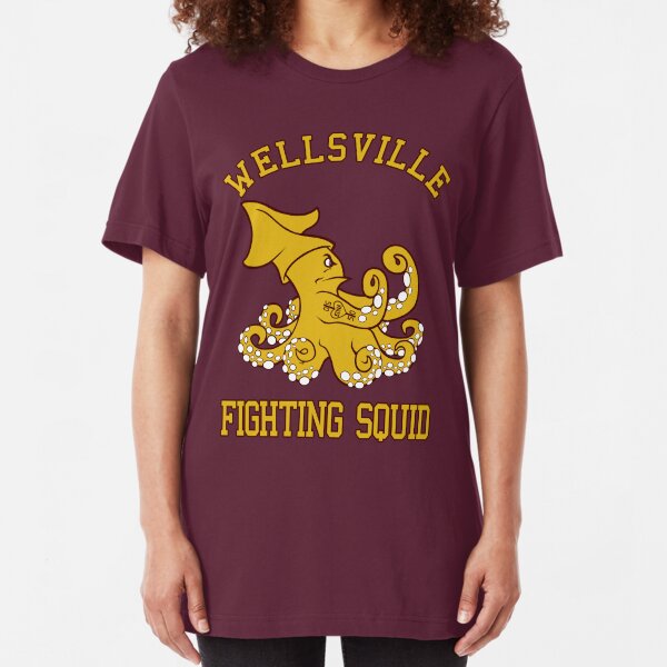 Wellsville Fighting Squid (Pete and Pete/Notre Dame parody) Slim Fit T-Shirt