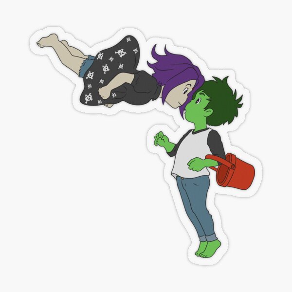 Aperçu de l'œuvre Beast Boy et Raven Ghibli Style créée et vendue par CryptidArt.