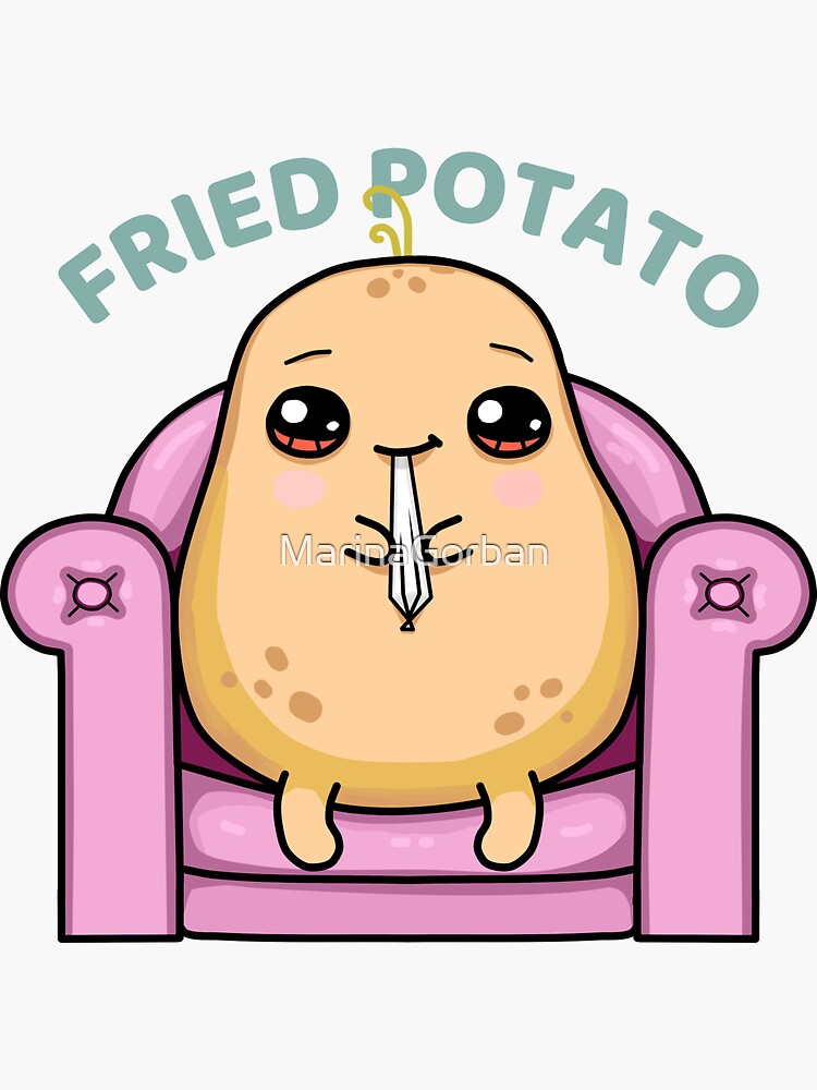 Happy Fried Potato - Food Pun | Sticker