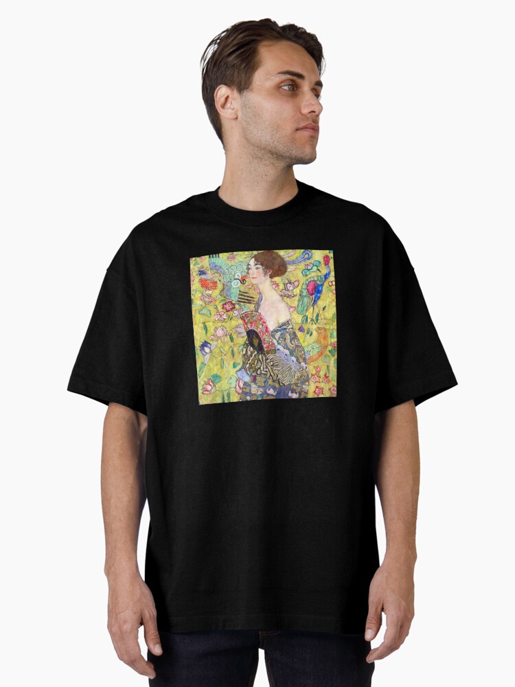 Thumbnail 1 of 7, Oversized T-Shirt, 'Lady With Fan' by Klimt (Reprint) designed and sold by RozAbellera.