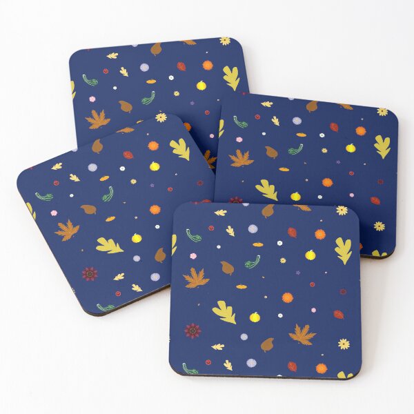 Item preview, AUTUMN - Fall Leaves, Gourds, Flowers, and Acorns Version 2 (Twilight Blue) designed and sold by CoraDaffodil.