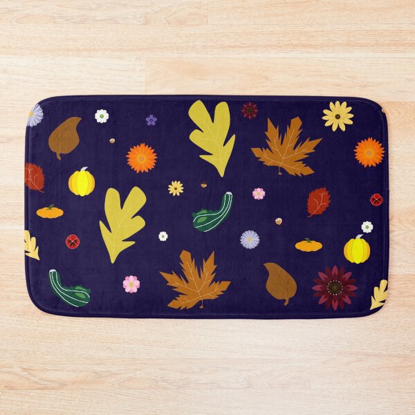 Item preview, AUTUMN - Fall Leaves, Gourds, Flowers, and Acorns Version 1 (Midnight Blue) designed and sold by CoraDaffodil.