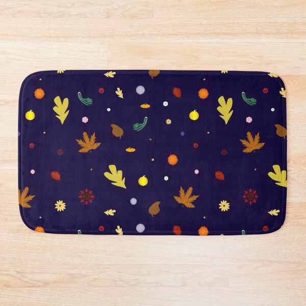 Item preview, AUTUMN - Fall Leaves, Gourds, Flowers, and Acorns Version 2 (Midnight Blue) designed and sold by CoraDaffodil.