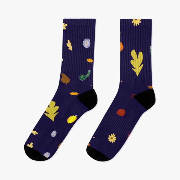 Item preview, AUTUMN - Fall Leaves, Gourds, Flowers, and Acorns Version 2 (Midnight Blue) designed and sold by CoraDaffodil.