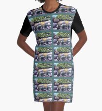 Tree and Boulders Graphic T-Shirt Dress