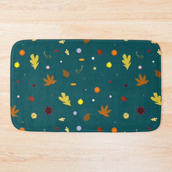 Item preview, AUTUMN - Fall Leaves, Gourds, Flowers, and Acorns Version 2 (Deep Turquoise) designed and sold by CoraDaffodil.